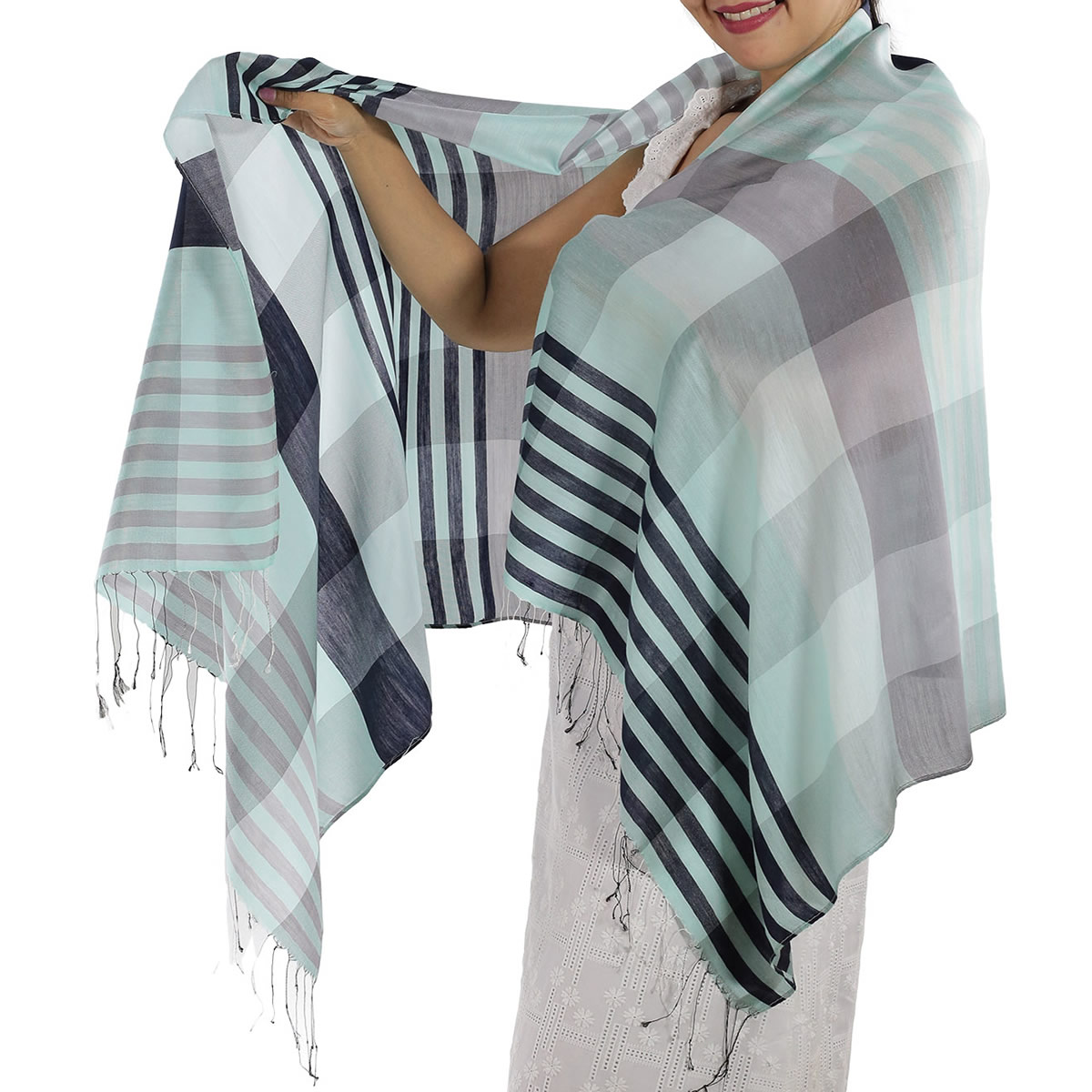 Blue Plaid Scarves: image 2