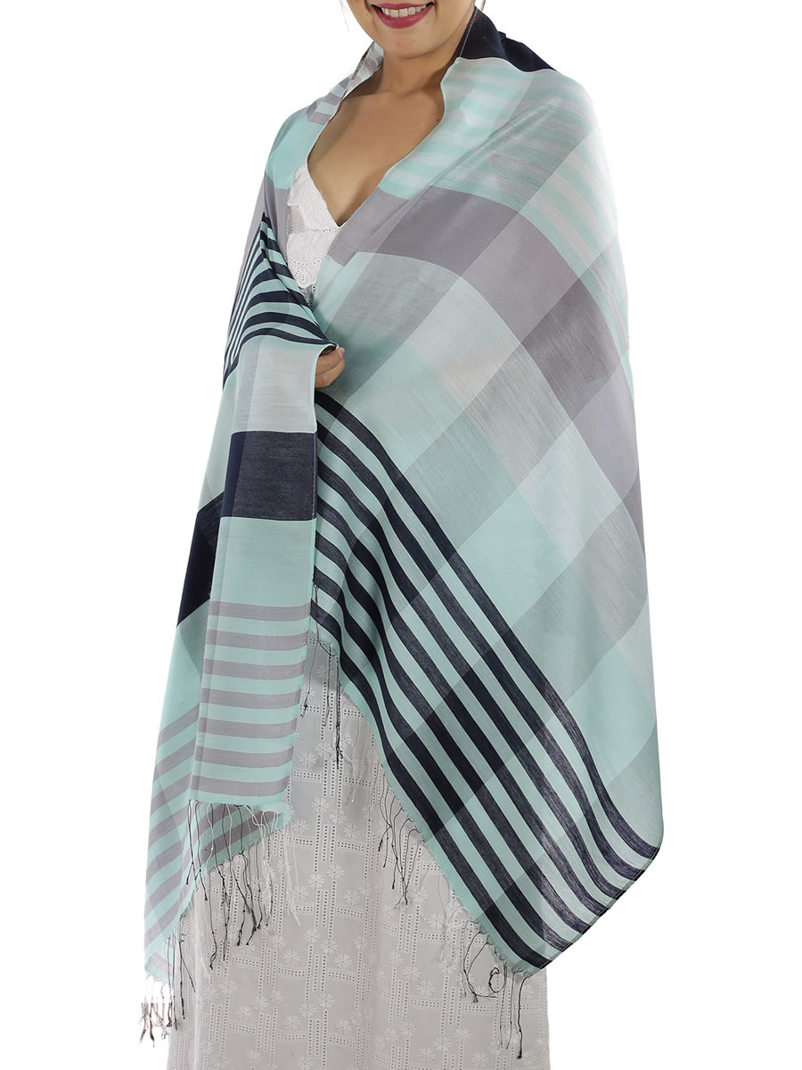 Blue Plaid Scarves: image 3