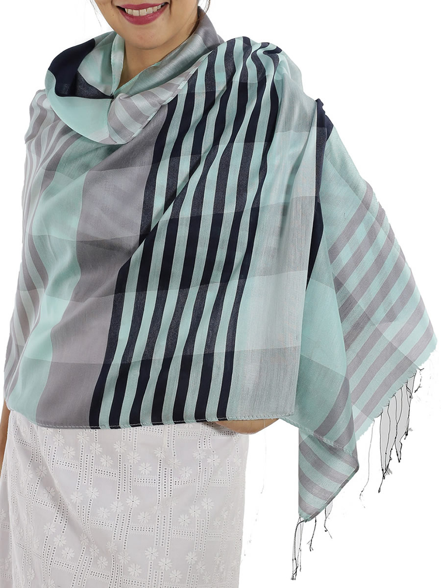 Blue Plaid Scarves: image 4