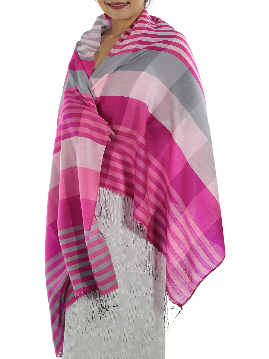Pink Plaid Scarves: image 2