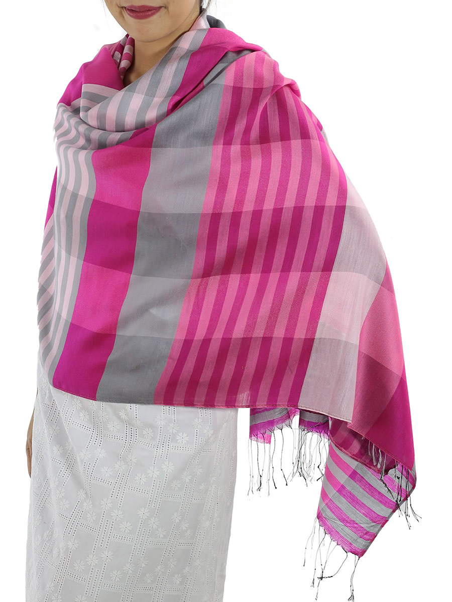 Pink Plaid Scarves: image 3