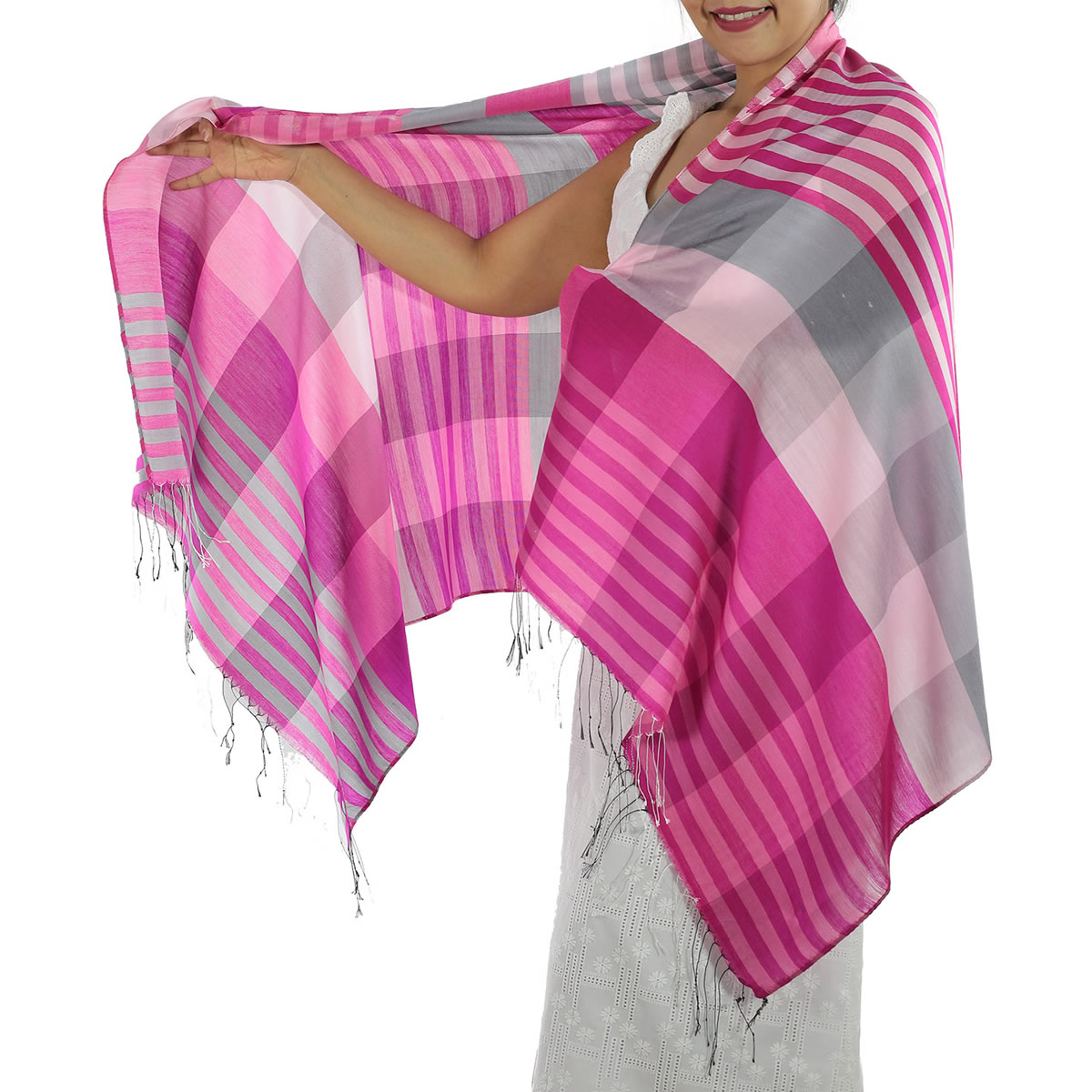 Pink Plaid Scarves: image 4
