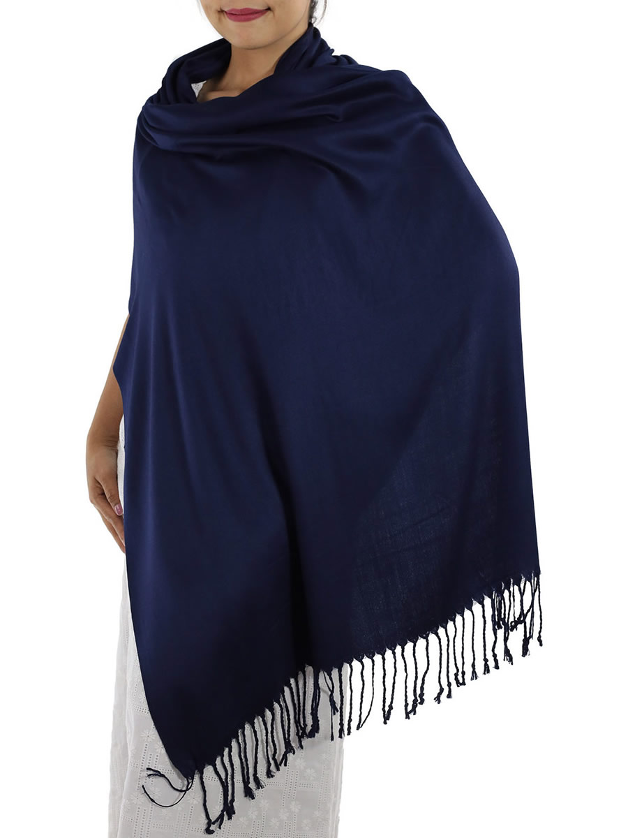 Navy Blue Pashmina Scarf