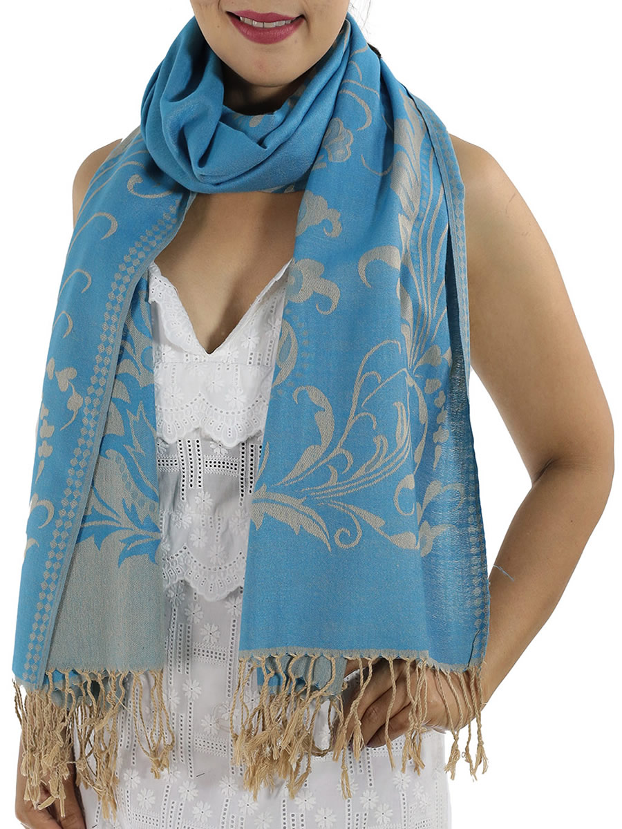 Patterned Pashmina Shawls, Grey: image 5