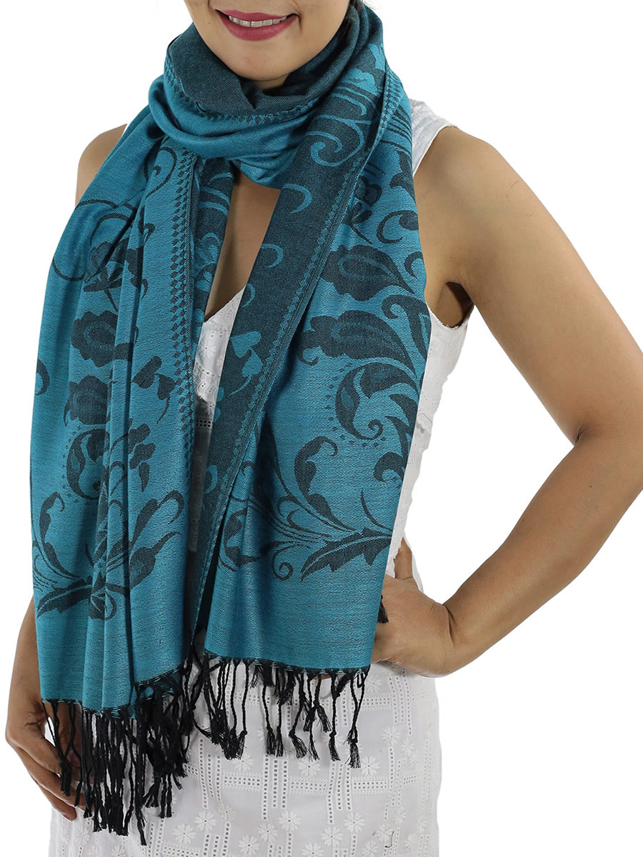 Patterned Pashmina Shawls, Grey: image 6