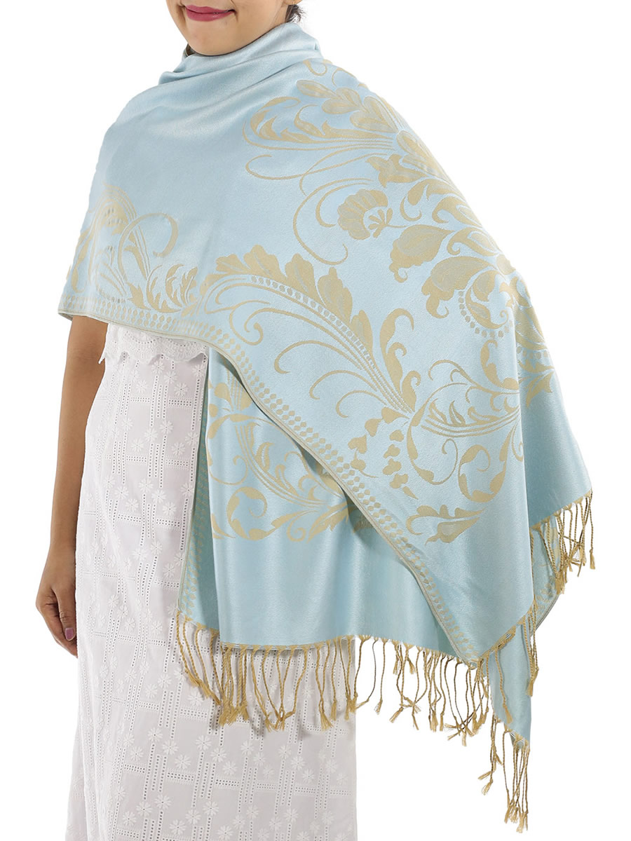 Patterned Pashmina Shawls, Grey: image 7