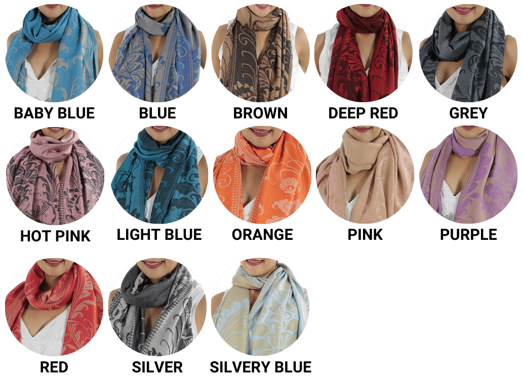 Patterned Pashmina Shawls, Grey: image 8