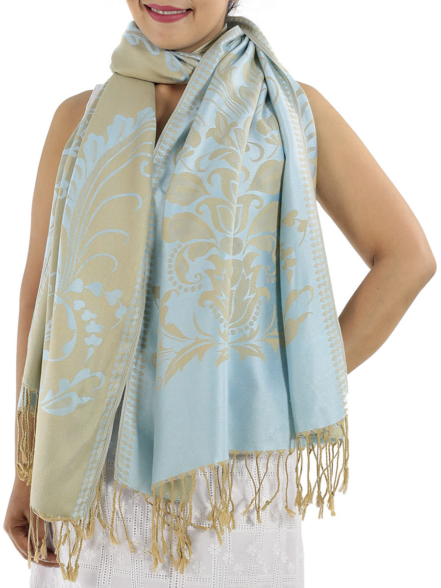 Patterned Pashmina Shawls, Grey: image 9