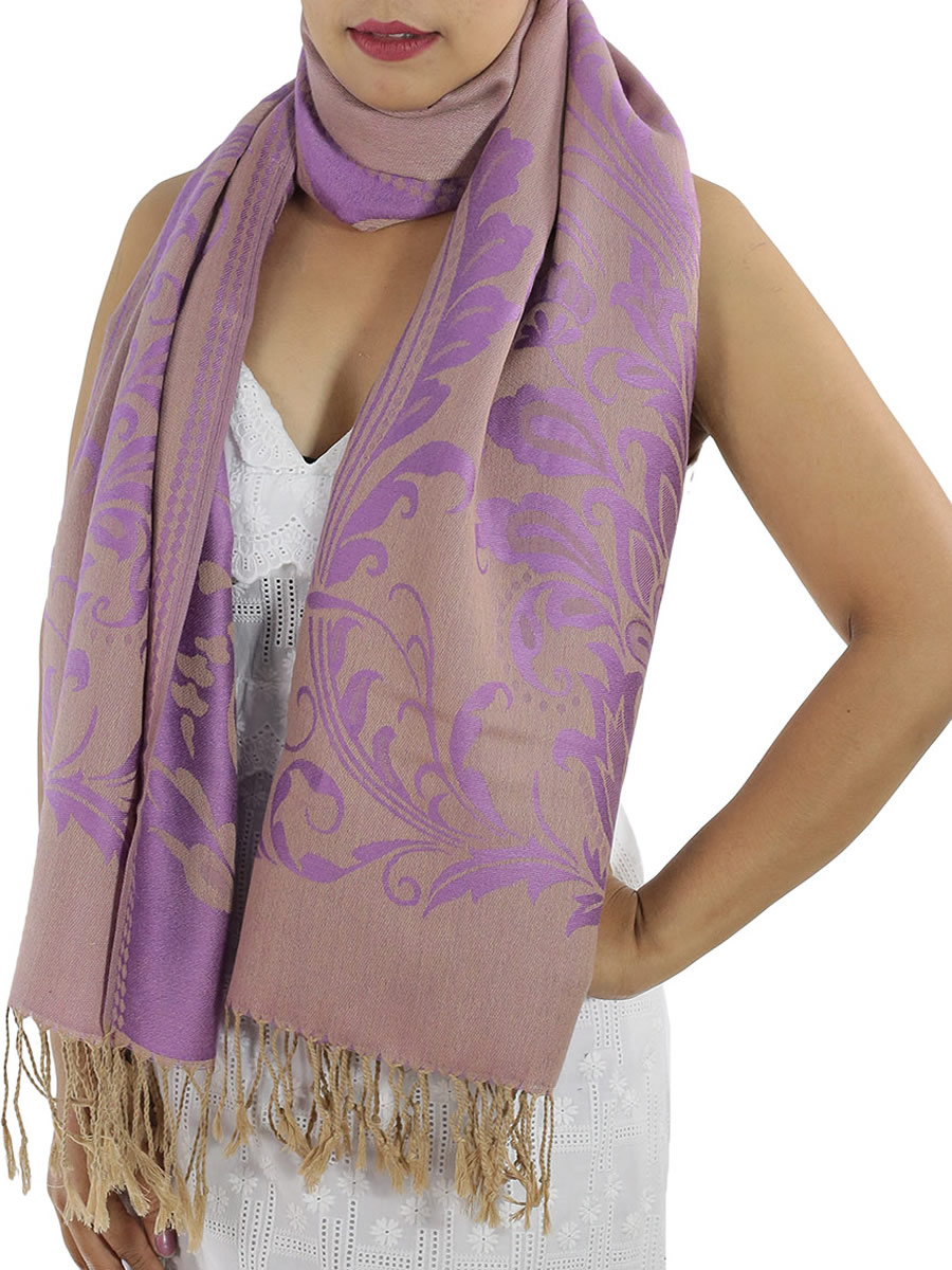 Patterned Pashmina Shawls, Grey: image 12