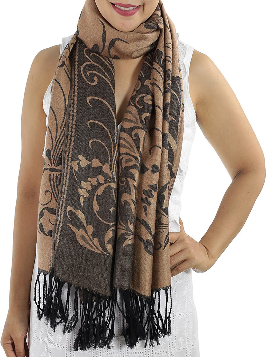 Patterned Pashmina Shawls, Grey: image 14