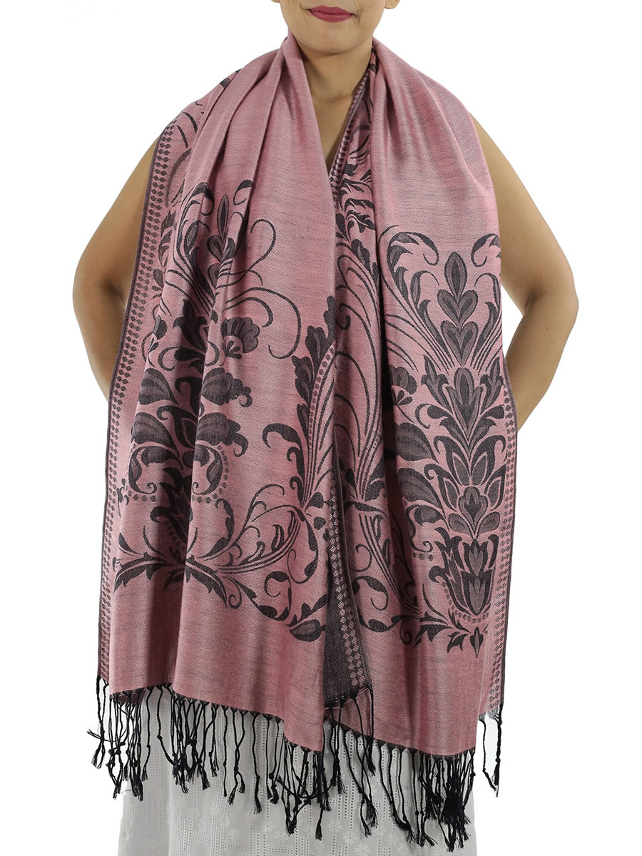 Patterned Pashmina Shawls, Grey: image 15