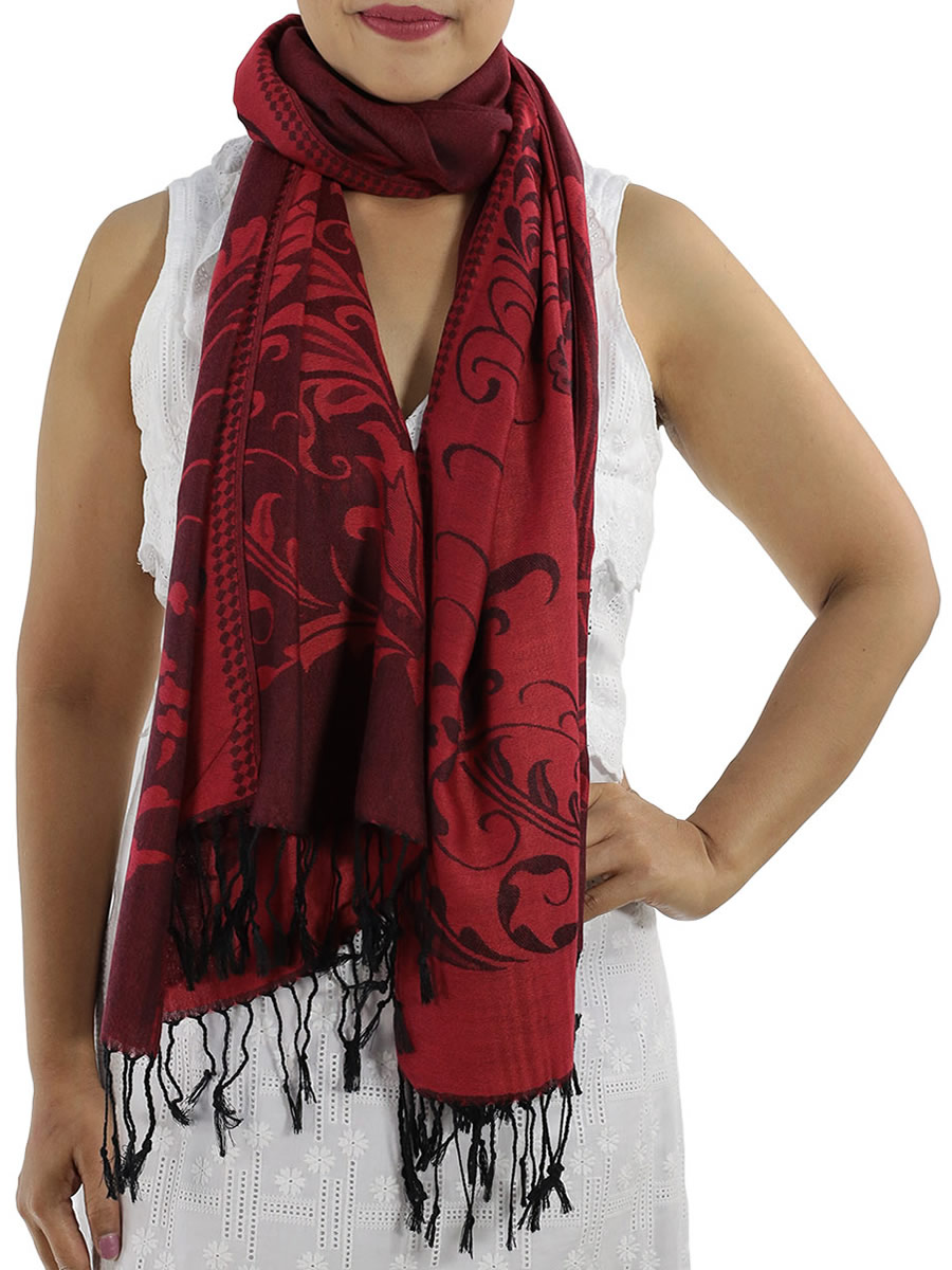 Patterned Pashmina Shawls, Grey: image 16
