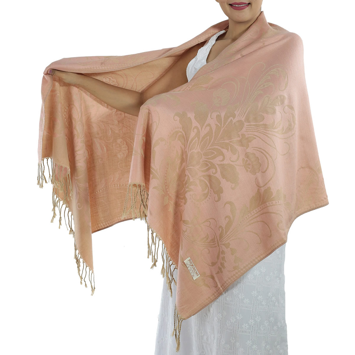Patterned Pink Pashmina Shawls