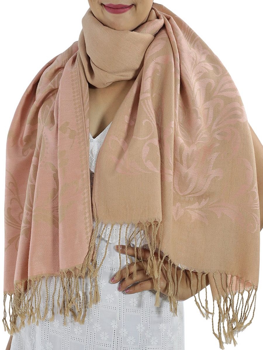 Patterned Pink Pashmina Shawls