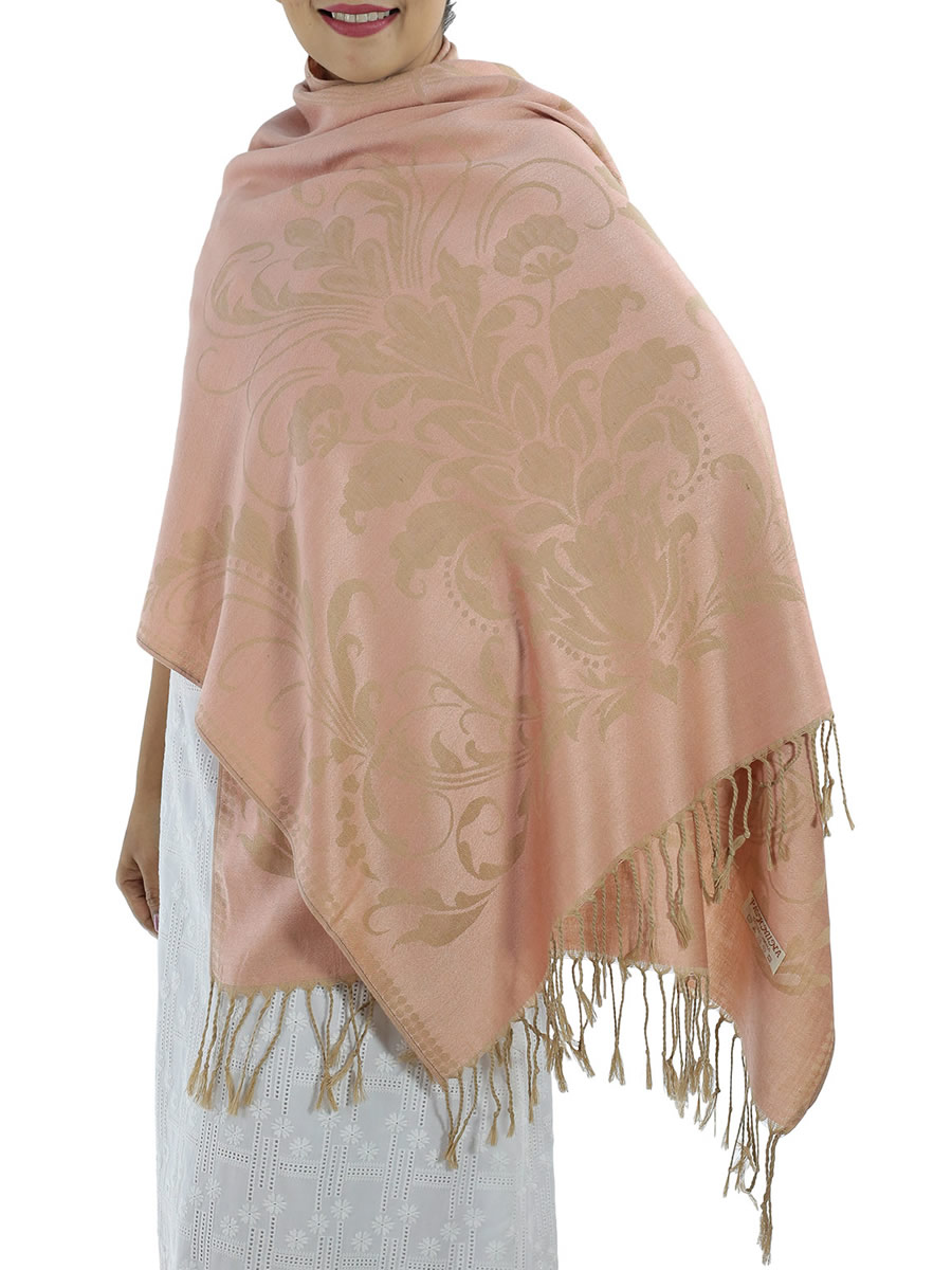 Patterned Pink Pashmina Shawls