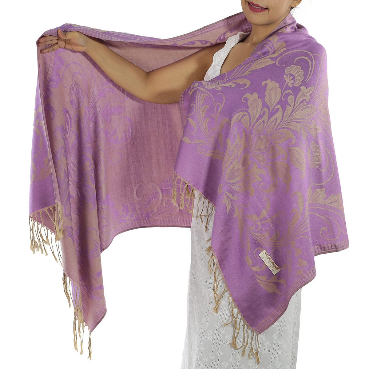 Patterned Purple Pashmina Shawls