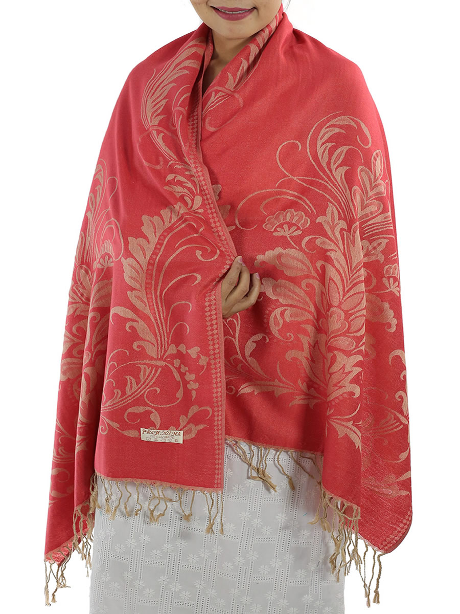 Patterned Red Pashmina Shawls