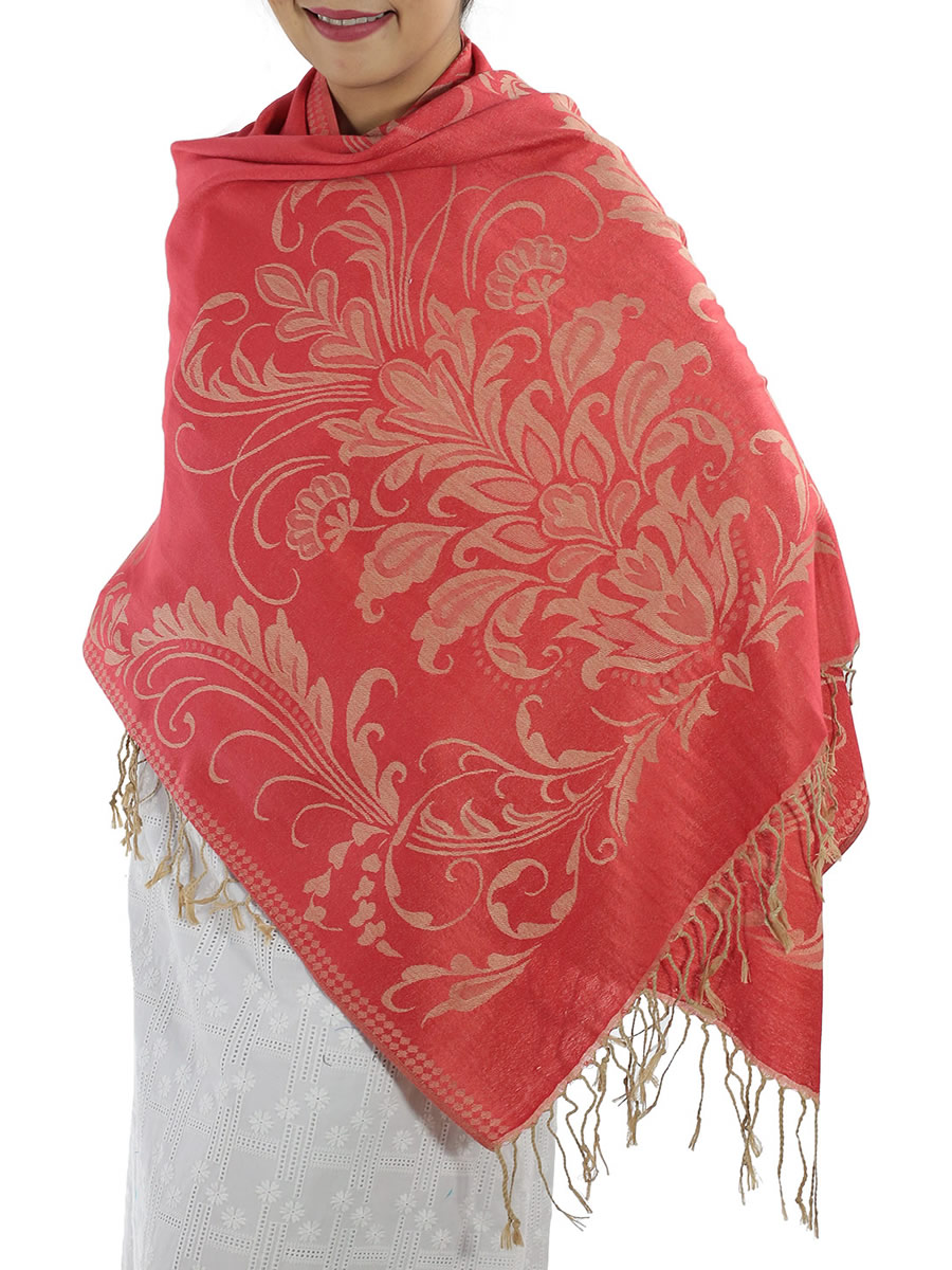 Patterned Red Pashmina Shawls