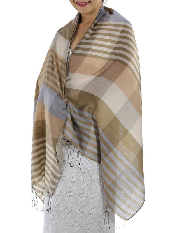 brown plaid shawl