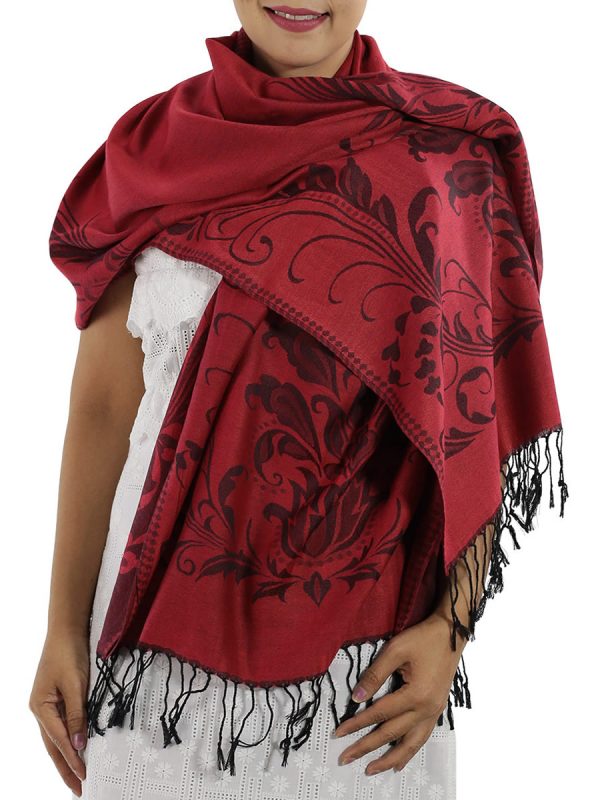 buy deep red pashmina scarfs