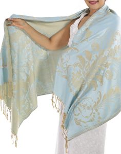 buy silver blue pashmina scarf
