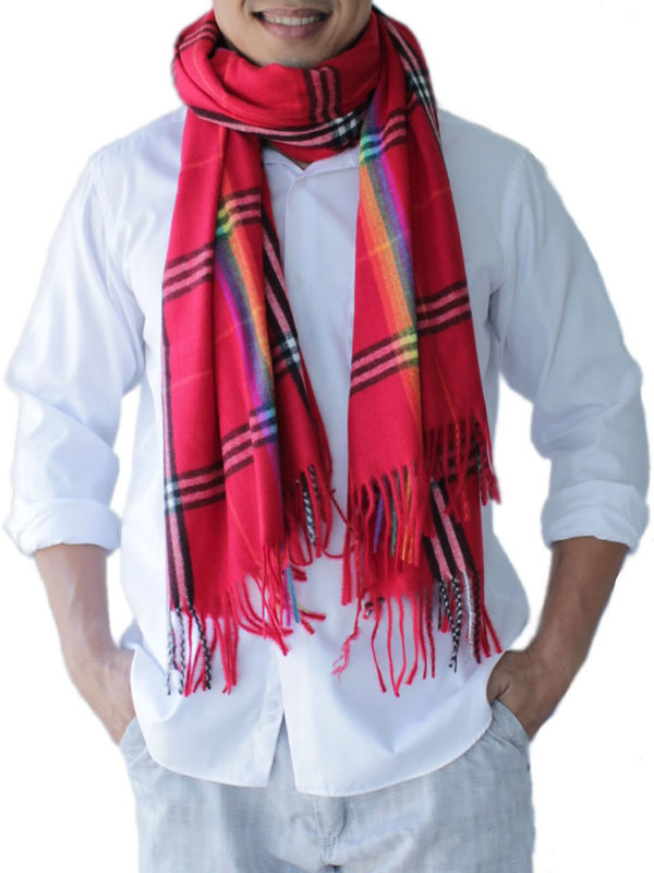 mens deep red scarves